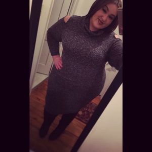 Cold shoulder sweater dress